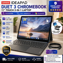 Load image into Gallery viewer, Lenovo IdeaPad Duet 3 Chromebook 11.0 82T6000EUS Snapdragon 7c Gen 2 128GB With Keyboard Folio Misty Blue Grade A Tested
