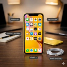 Load image into Gallery viewer, Apple iPhone XR 64GB Yellow TracFone MH6J3LL/A Read Desc No Face ID Display Msg

