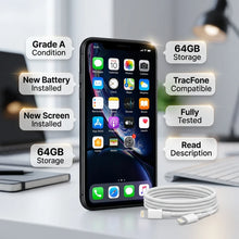 Load image into Gallery viewer, Apple iPhone XR 64GB Black TracFone MT2E2LL/A New Battery Screen Msg- Read Desc
