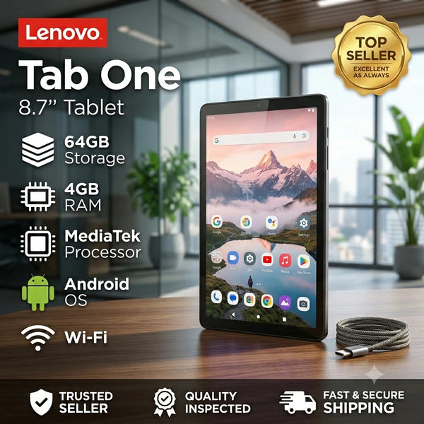Lenovo Tab One 8.7 Inch Tablet ZAF00067US 64GB Storage Wi-Fi Luna Grey Android Touchscreen Device Grade A Tested