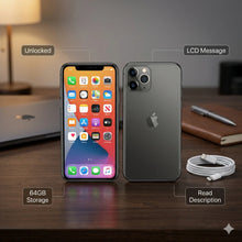 Load image into Gallery viewer, Apple iPhone 11 Pro 64GB Space Gray Unlocked MWAM2LL/A NoFaceID LCD Msg Read Des
