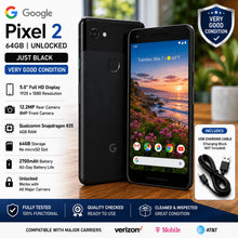 Load image into Gallery viewer, Google Pixel 2 64GB Just Black Unlocked Smartphone G011A Very Good
