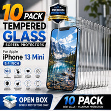 Load image into Gallery viewer, Apple iPhone 13 Mini 5.4" 10-Pack Clear Glass Screen Protector HD Grade A
