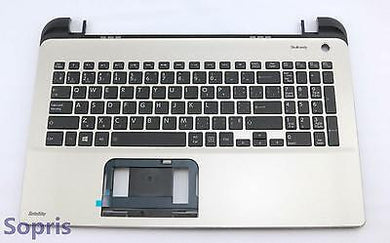 A000301110 08007482 TOSHIBA Computer KEYBOARD WITH TOP COVER SILVER BLACK 15-052