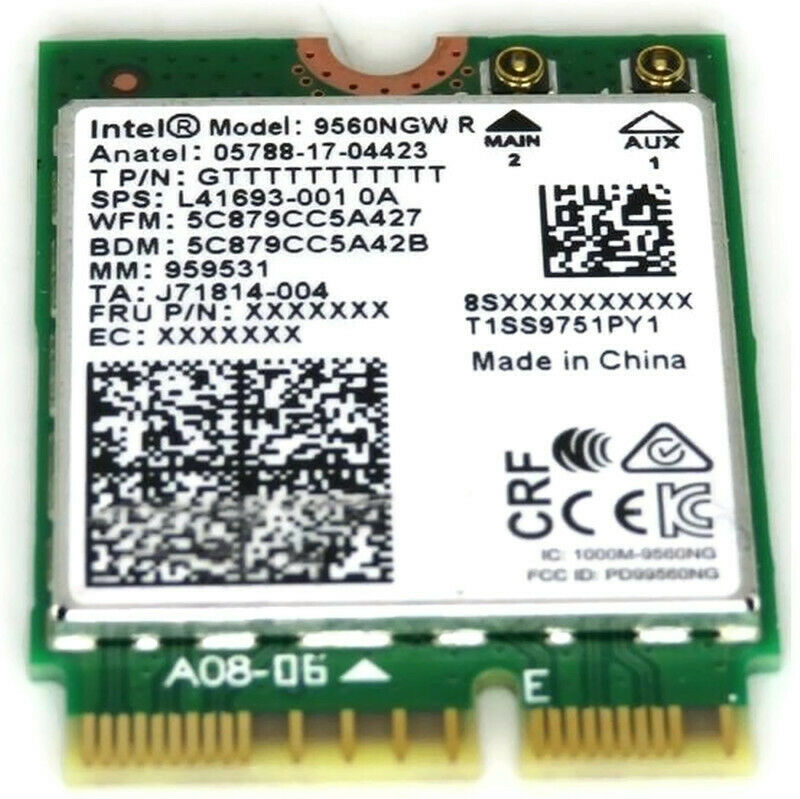 L41693-001 9560NGW Intel Wireless WiFi Card Wlan Chromebook 11 G7 2X2 INT JFP2 Like New