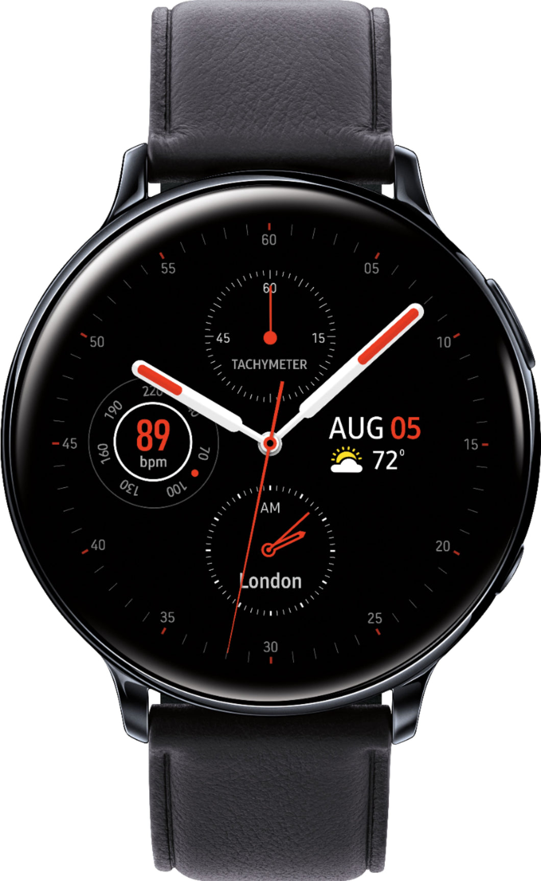 Samsung Galaxy Watch Active2 Unlocked 44mm Black LTE Leather Band - Pristine Condition